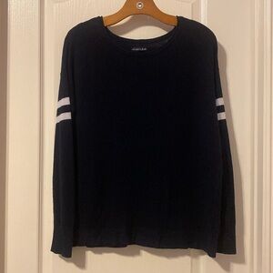 American Eagle Outfitters Navy Varsity Thermal Long Sleeve Top Size Medium NWOT